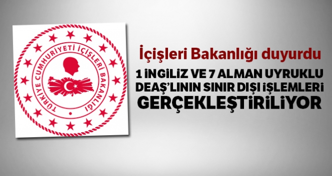 İçişleri Bakanlığı: 1 İngiliz ve 7 Alman uyruklu DEAŞ'lının sınır dışı işlemleri gerçekleştiriliyor