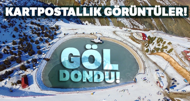 Erzincan'da donan göl kartpostallık görüntüler oluşturdu