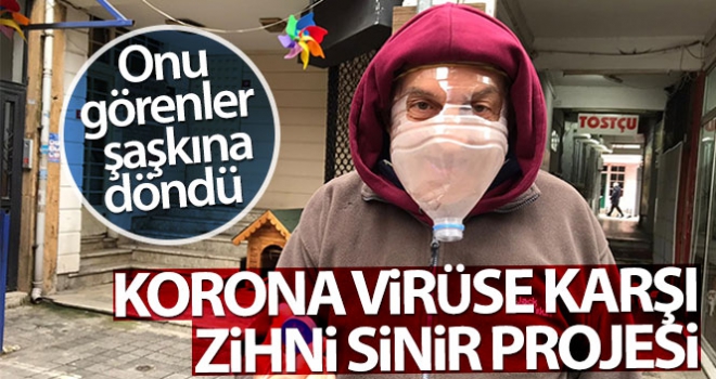 Kadıköy'de esnaf korona virüse karşı pet şişeden maske yaptı