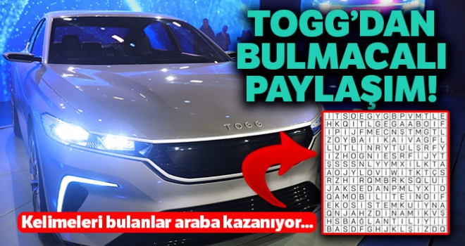 TOGG'dan yerli otomobille ilgili 'bulmacalı' paylaşım! Kazanana ödül var