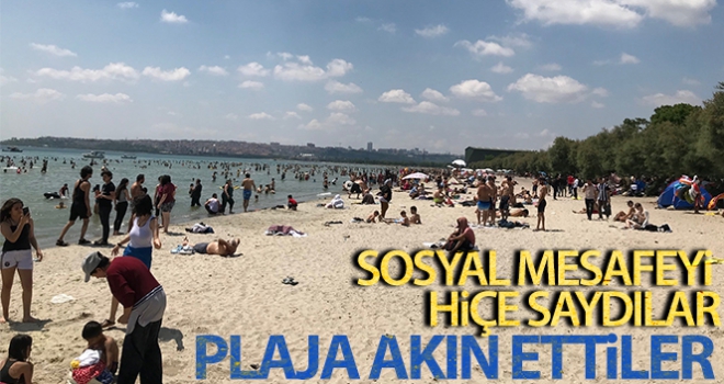 Plajlara akın eden vatandaşlar, sosyal mesafe kuralını hiçe saydı