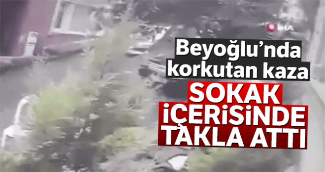 Otomobilin sokak içerisinde takla attığı anlar kamerada