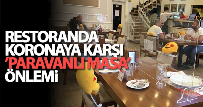 Ümraniye'de restoranda koronaya karşı ‘paravanlı masa' önlemi