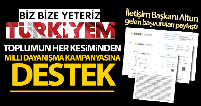 Milli Dayanışma Kampanyası'na destek için gelen başvuruları paylaştı