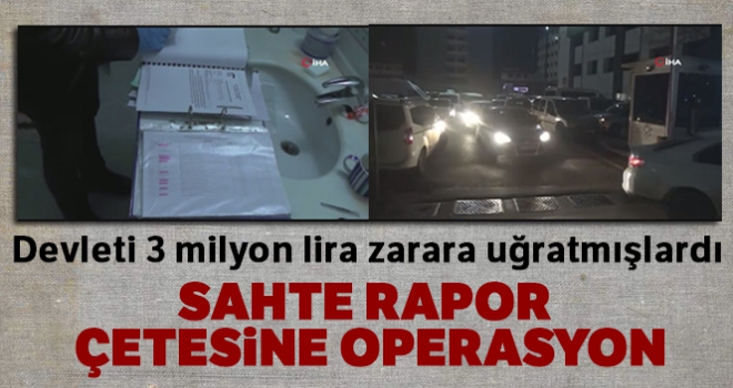 Devleti 3 milyon lira zarara uğratan sahte rapor çetesine düzenlenen operasyon kamerada