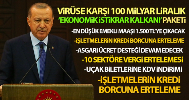 Cumhurbaşkanı Erdoğan açıkladı! 'Korona virüse karşı Ekonomik İstikrar Kalkanı'