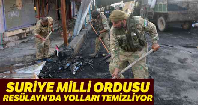 Suriye Milli Ordusu, Rasulayn'da yolları temizliyor