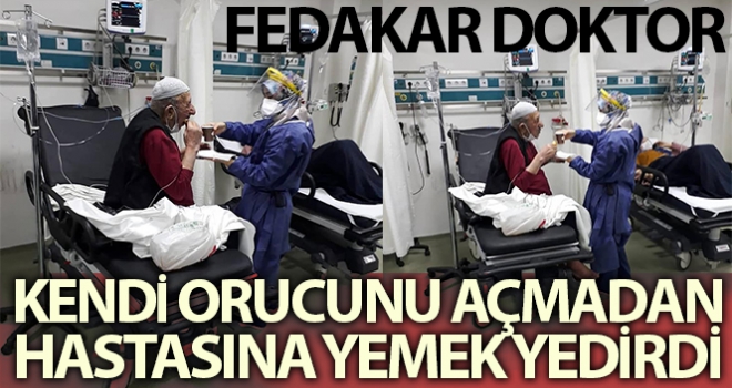 Fedakar doktor kendi orucunu açmadan önce hastasına yemek yedirdi