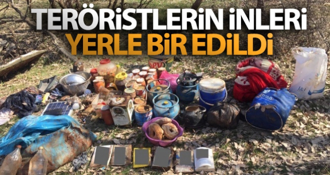 Teröristlerin inleri yerle bir edildi