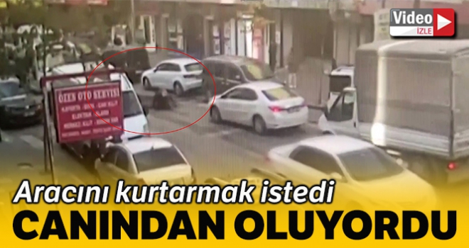 Aracını çekiciden kurtarmak isterken canından oluyordu