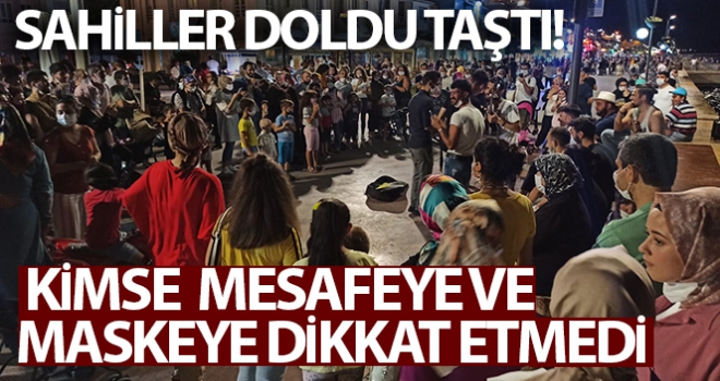 Sahiller doldu taştı, kimse mesafeye ve maskeye dikkat etmedi