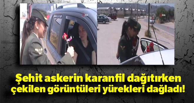 Şehit askerin karanfil dağıtırken çekilen görüntüleri yürekleri dağladı