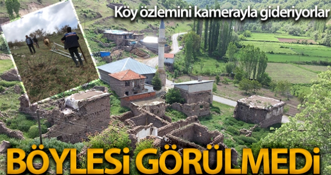 Gidemedikleri köylerine kamera yerleştirip özlem gideriyorlar