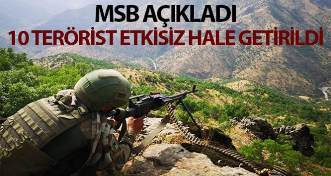 Barış Pınarı bölgesi güneyinde saldırı girişiminde bulunan 10 PKK/YPG'li terörist etkisiz hale getirildi