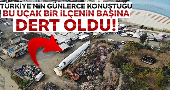 Pistten çıkan uçak bir ilçenin başına dert oldu