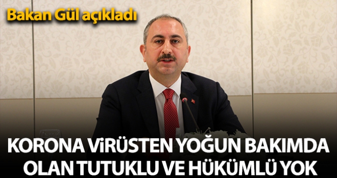 Adalet Bakanı Gül: 'Korona virüsten yoğun bakımda olan tutuklu ve hükümlü bulunmuyor'