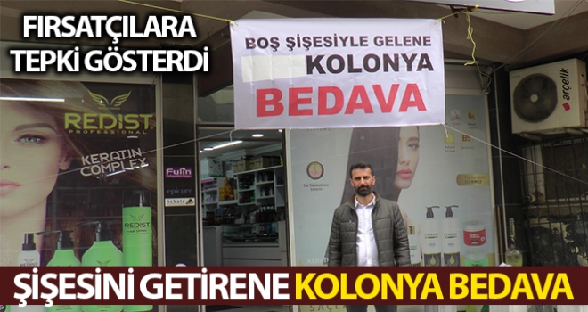 Şişesini getirene bedava kolonya dağıtıyor