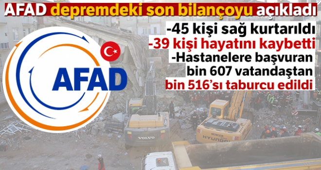 AFAD depremdeki son bilançoyu açıkladı