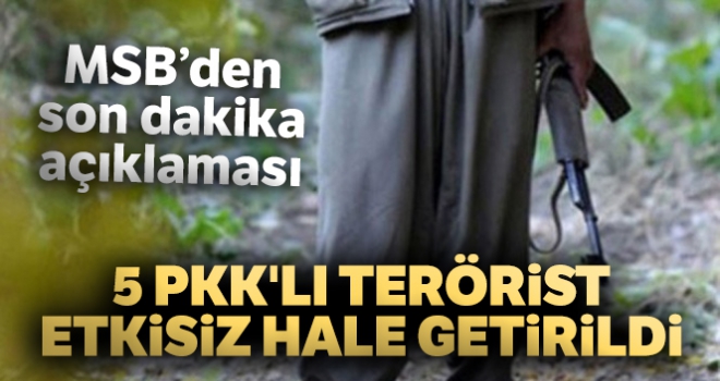 MSB açıkladı! 5 PKK'lı terörist etkisiz hale getirildi