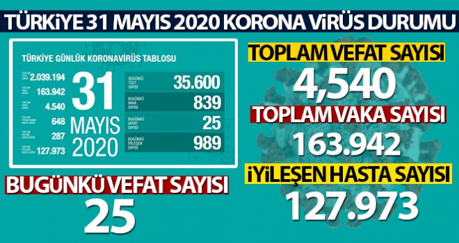 Sağlık Bakanlığı: 'Son 24 saatte korona virüsten 25 kişi hayatını kaybetti'