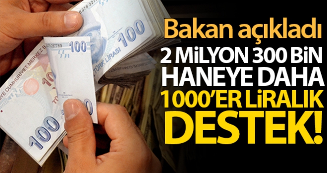 2 milyon 300 bin haneye daha 1000'er liralık destek!