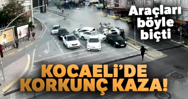 Kocaeli'de 1'i ağır 3 kişinin yaralandığı kaza saniye saniye kameralara yansıdı