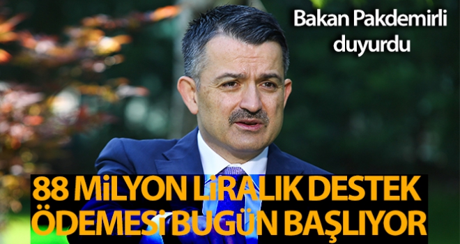 Bakan Pakdemirli: '886 milyon liralık destek ödemesi bugün başlıyor'