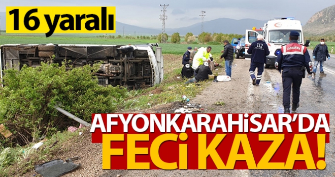 Afyonkarahisar'da otobüs tarlaya devrildi: 16 yaralı