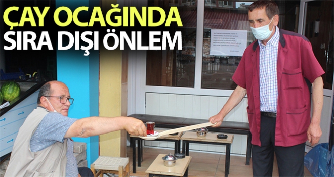 Çay Ocağında korona virüse karşı sıra dışı önlem