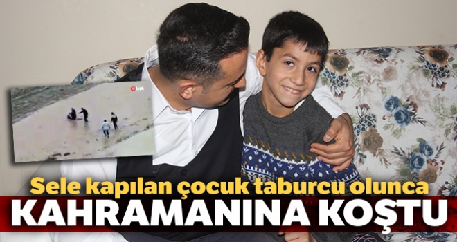 Sele kapılan çocuk taburcu olunca kahramanına koştu