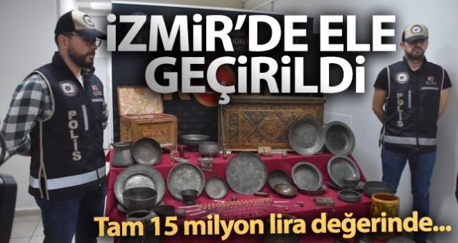 İzmir'de piyasa değeri 15 milyon lira olan 506 parça tarihi eser ele geçirildi