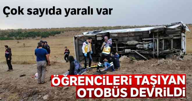 Yozgat'ta öğrencileri taşıyan otobüs devrildi: 26 yaralı