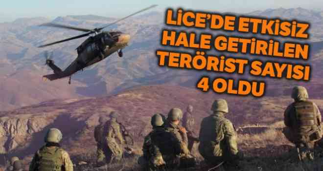 Lice kırsalında etkisiz hale getirilen terörist sayısı 4'e yükseldi