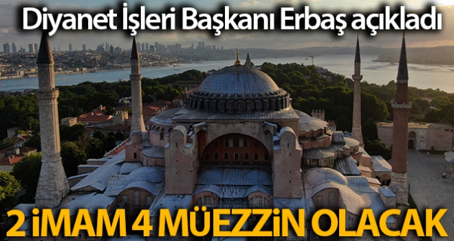 Bakan Ersoy ve Diyanet İşleri Başkanı Erbaş, Ayasofya Camii'nde incelmelerde bulundu