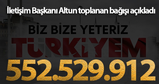 Milli Dayanışma Kampanyası'nda 552 milyon 529 bin 912 TL toplandı