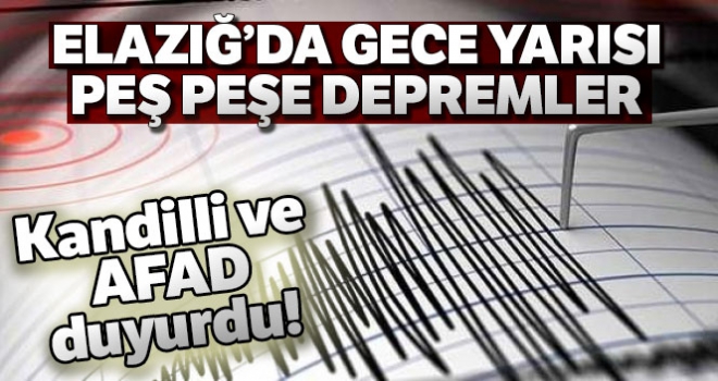 Elazığ'da 4,5 ve 4,2 büyüklüğünde iki deprem daha meydana geldi