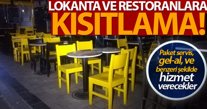 Lokanta ve restoranlar için yeni tedbirler