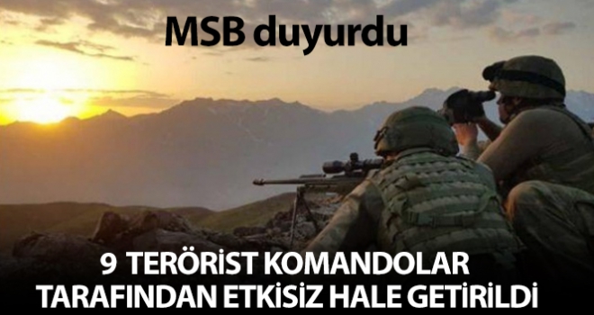 Komandolarımız 9 PKK/YPG'li teröristi etkizi hale getirdi