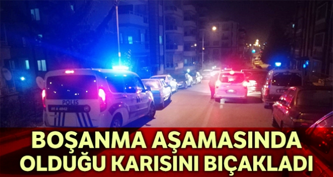 Boşanma aşamasında olduğu karısını bıçakladı