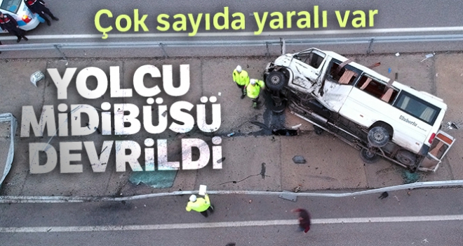 Isparta'da yolcu midibüsü devrildi: 15 yaralı