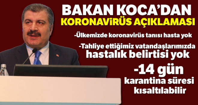 Sağlık Bakanı Fahrettin Koca: 'Ülkemizde koronavirüs tanısı hasta yok'