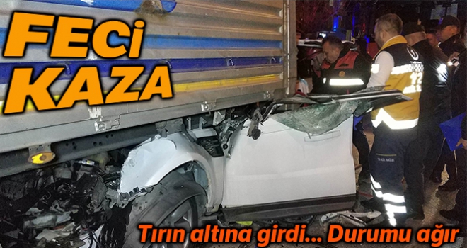 Samsun'da aracıyla tırın altına giren iş adamı ağır yaralandı