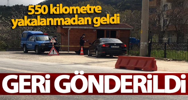 550 kilometre yakalanmadan gelen sürücü Cide'den geri çevrildi